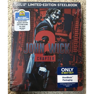 John Wick Chapter 2 Blu-Ray DVD Limited Edition Best But Exclusive Steelbook New